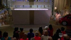Animated gif edited to demonstrate Oprah releasing the bees on her show, and audience members celebrating/weeping in terror.